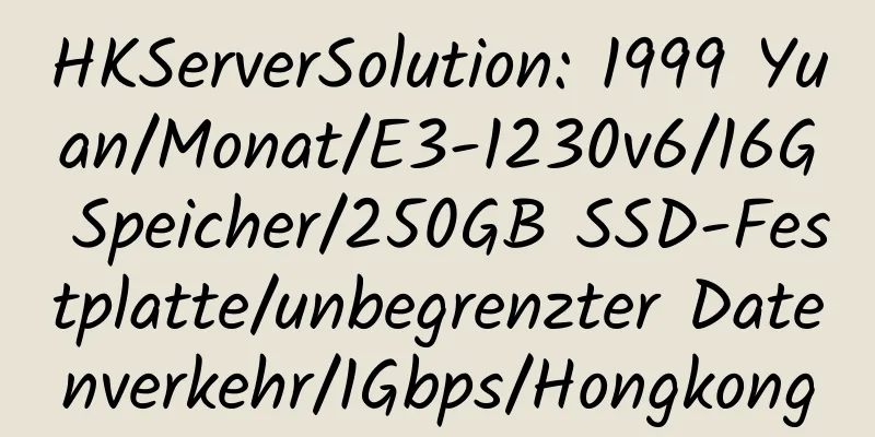 HKServerSolution: 1999 Yuan/Monat/E3-1230v6/16G Speicher/250GB SSD-Festplatte/unbegrenzter Datenverkehr/1Gbps/Hongkong