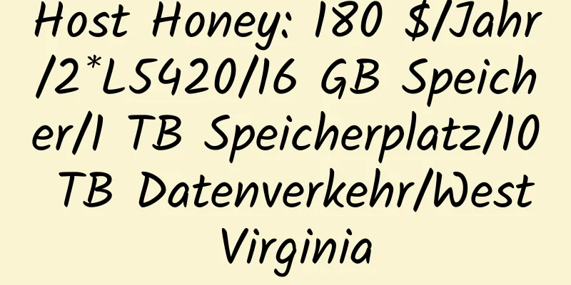 Host Honey: 180 $/Jahr/2*L5420/16 GB Speicher/1 TB Speicherplatz/10 TB Datenverkehr/West Virginia