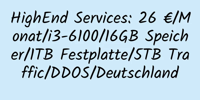 HighEnd Services: 26 €/Monat/i3-6100/16GB Speicher/1TB Festplatte/5TB Traffic/DDOS/Deutschland