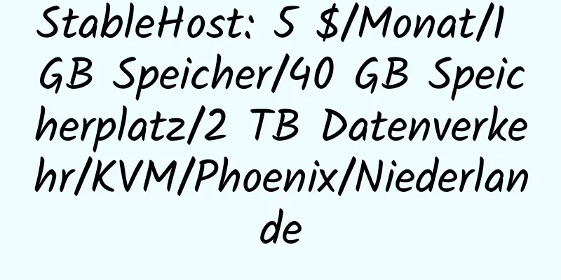 StableHost: 5 $/Monat/1 GB Speicher/40 GB Speicherplatz/2 TB Datenverkehr/KVM/Phoenix/Niederlande