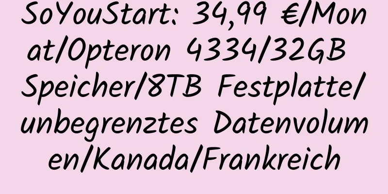 SoYouStart: 34,99 €/Monat/Opteron 4334/32GB Speicher/8TB Festplatte/unbegrenztes Datenvolumen/Kanada/Frankreich