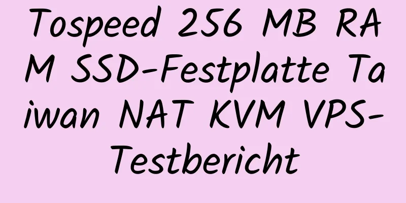 Tospeed 256 MB RAM SSD-Festplatte Taiwan NAT KVM VPS-Testbericht