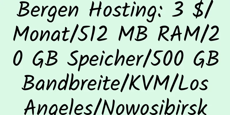 Bergen Hosting: 3 $/Monat/512 MB RAM/20 GB Speicher/500 GB Bandbreite/KVM/Los Angeles/Nowosibirsk