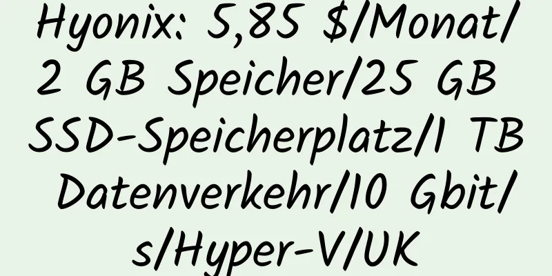 Hyonix: 5,85 $/Monat/2 GB Speicher/25 GB SSD-Speicherplatz/1 TB Datenverkehr/10 Gbit/s/Hyper-V/UK