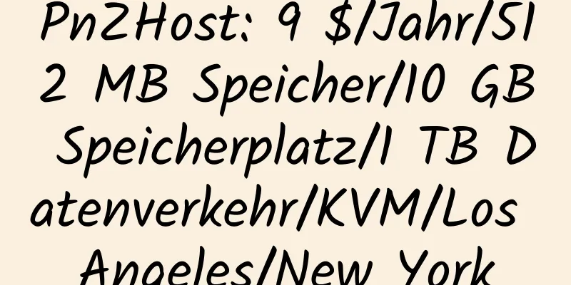 PnZHost: 9 $/Jahr/512 MB Speicher/10 GB Speicherplatz/1 TB Datenverkehr/KVM/Los Angeles/New York