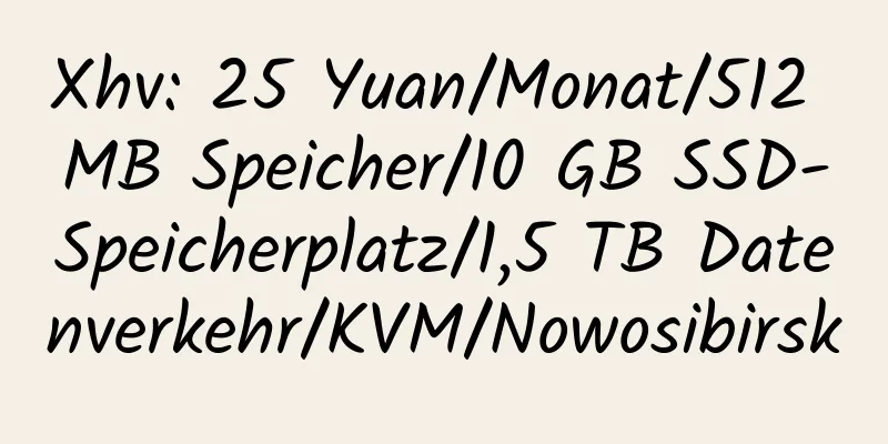 Xhv: 25 Yuan/Monat/512 MB Speicher/10 GB SSD-Speicherplatz/1,5 TB Datenverkehr/KVM/Nowosibirsk