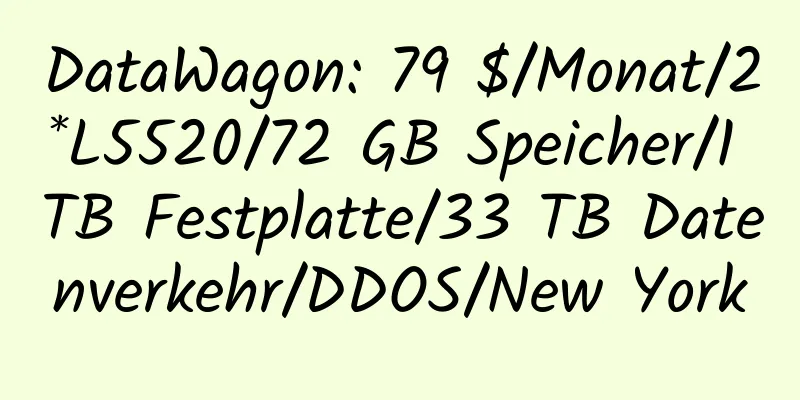 DataWagon: 79 $/Monat/2*L5520/72 GB Speicher/1 TB Festplatte/33 TB Datenverkehr/DDOS/New York