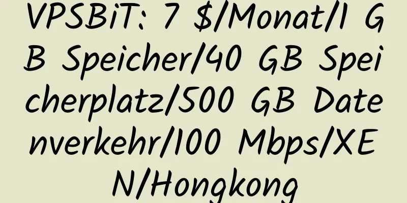 VPSBiT: 7 $/Monat/1 GB Speicher/40 GB Speicherplatz/500 GB Datenverkehr/100 Mbps/XEN/Hongkong