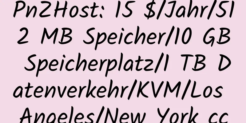 PnZHost: 15 $/Jahr/512 MB Speicher/10 GB Speicherplatz/1 TB Datenverkehr/KVM/Los Angeles/New York cc