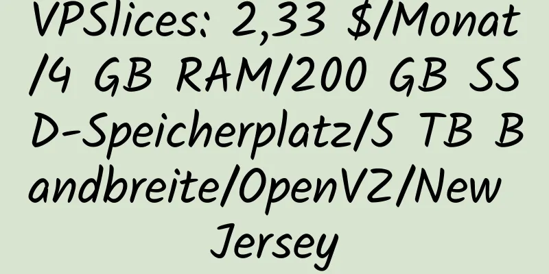 VPSlices: 2,33 $/Monat/4 GB RAM/200 GB SSD-Speicherplatz/5 TB Bandbreite/OpenVZ/New Jersey