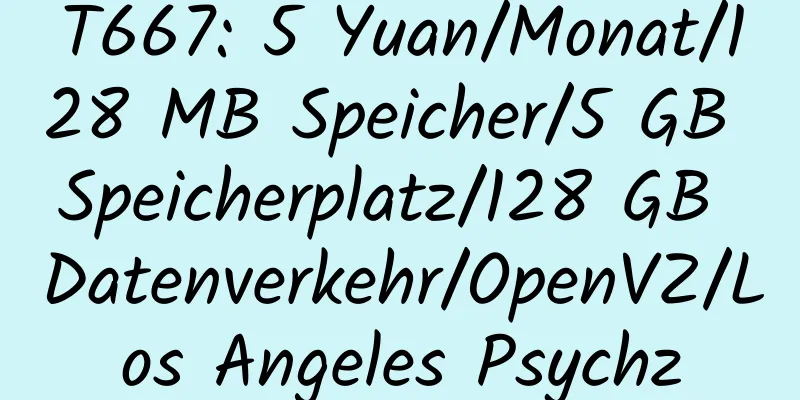 T667: 5 Yuan/Monat/128 MB Speicher/5 GB Speicherplatz/128 GB Datenverkehr/OpenVZ/Los Angeles Psychz