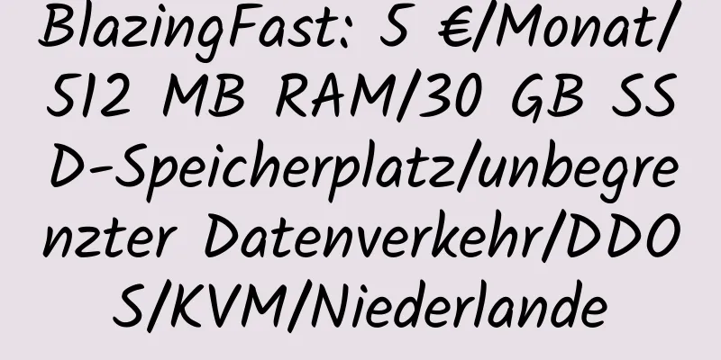 BlazingFast: 5 €/Monat/512 MB RAM/30 GB SSD-Speicherplatz/unbegrenzter Datenverkehr/DDOS/KVM/Niederlande