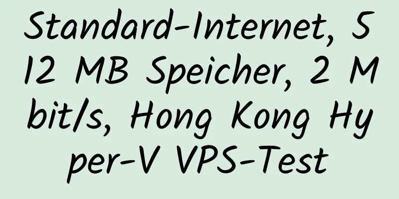 Standard-Internet, 512 MB Speicher, 2 Mbit/s, Hong Kong Hyper-V VPS-Test