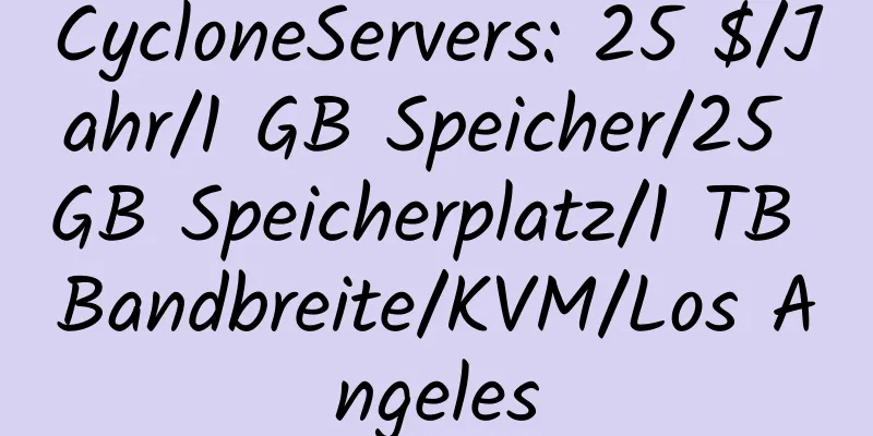 CycloneServers: 25 $/Jahr/1 GB Speicher/25 GB Speicherplatz/1 TB Bandbreite/KVM/Los Angeles