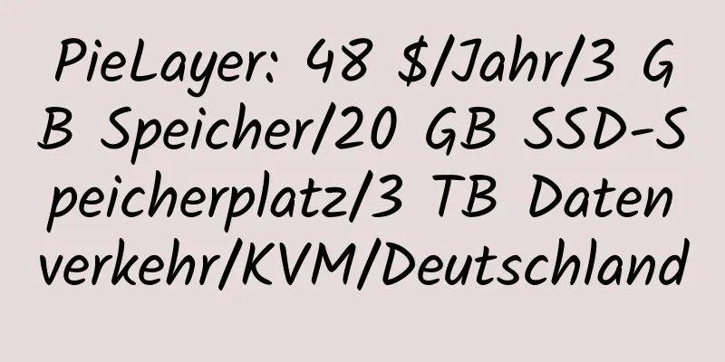 PieLayer: 48 $/Jahr/3 GB Speicher/20 GB SSD-Speicherplatz/3 TB Datenverkehr/KVM/Deutschland