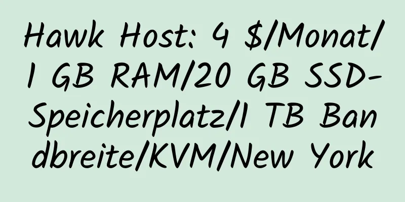 Hawk Host: 4 $/Monat/1 GB RAM/20 GB SSD-Speicherplatz/1 TB Bandbreite/KVM/New York