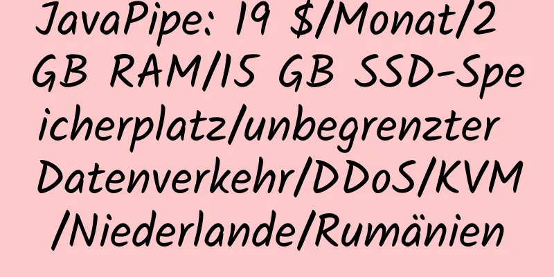 JavaPipe: 19 $/Monat/2 GB RAM/15 GB SSD-Speicherplatz/unbegrenzter Datenverkehr/DDoS/KVM/Niederlande/Rumänien