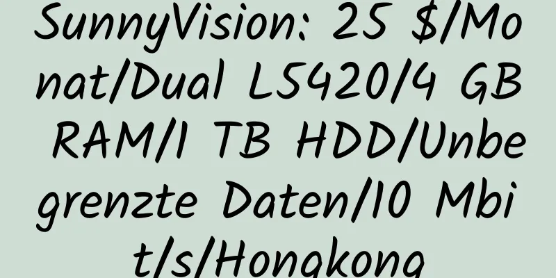 SunnyVision: 25 $/Monat/Dual L5420/4 GB RAM/1 TB HDD/Unbegrenzte Daten/10 Mbit/s/Hongkong