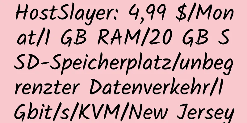 HostSlayer: 4,99 $/Monat/1 GB RAM/20 GB SSD-Speicherplatz/unbegrenzter Datenverkehr/1 Gbit/s/KVM/New Jersey