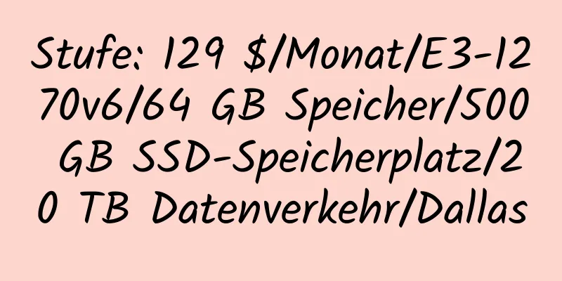 Stufe: 129 $/Monat/E3-1270v6/64 GB Speicher/500 GB SSD-Speicherplatz/20 TB Datenverkehr/Dallas