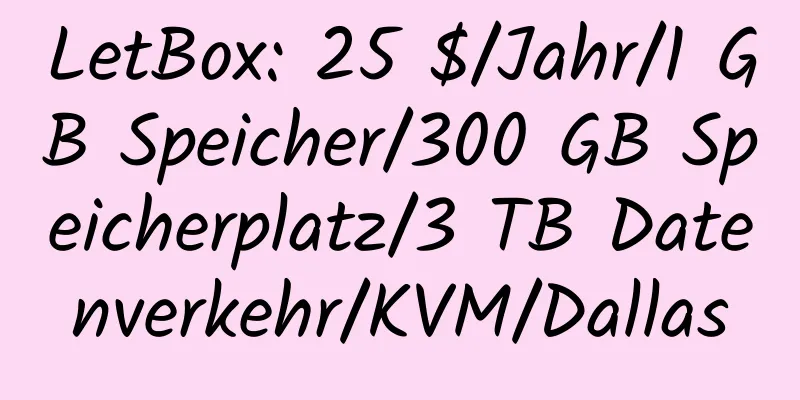 LetBox: 25 $/Jahr/1 GB Speicher/300 GB Speicherplatz/3 TB Datenverkehr/KVM/Dallas