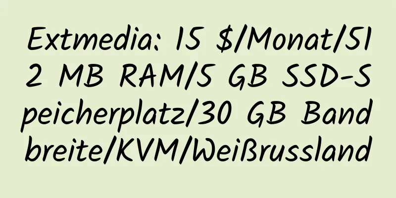 Extmedia: 15 $/Monat/512 MB RAM/5 GB SSD-Speicherplatz/30 GB Bandbreite/KVM/Weißrussland