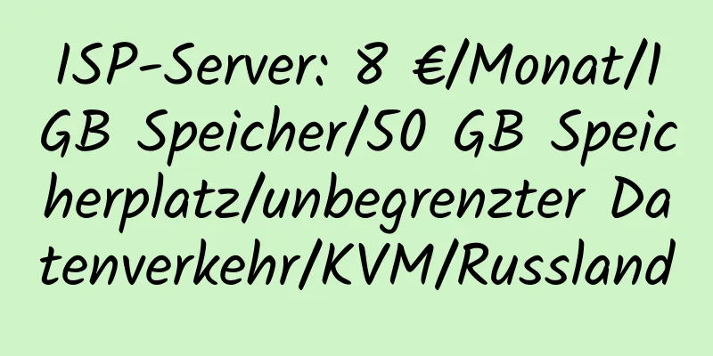 ISP-Server: 8 €/Monat/1 GB Speicher/50 GB Speicherplatz/unbegrenzter Datenverkehr/KVM/Russland