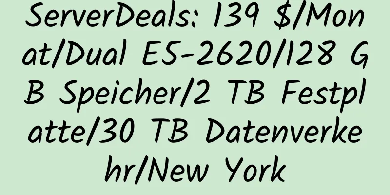 ServerDeals: 139 $/Monat/Dual E5-2620/128 GB Speicher/2 TB Festplatte/30 TB Datenverkehr/New York