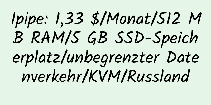 Ipipe: 1,33 $/Monat/512 MB RAM/5 GB SSD-Speicherplatz/unbegrenzter Datenverkehr/KVM/Russland