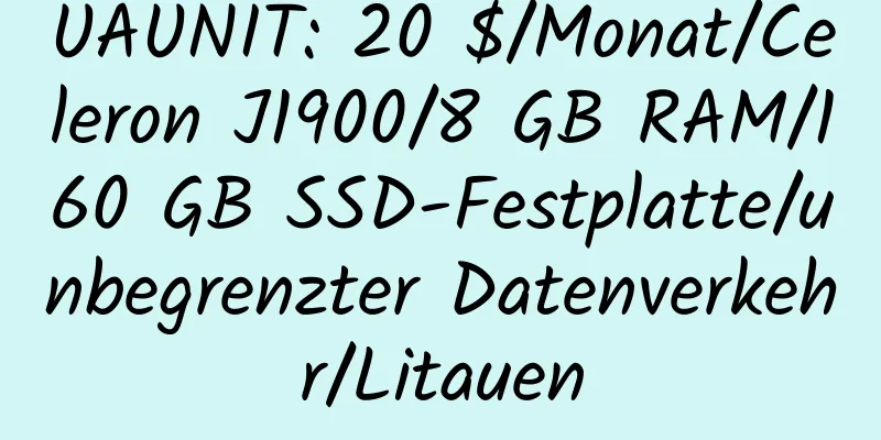 UAUNIT: 20 $/Monat/Celeron J1900/8 GB RAM/160 GB SSD-Festplatte/unbegrenzter Datenverkehr/Litauen