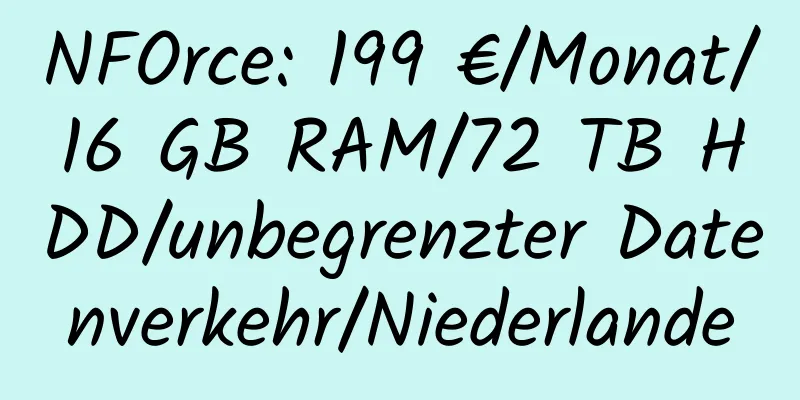 NFOrce: 199 €/Monat/16 GB RAM/72 TB HDD/unbegrenzter Datenverkehr/Niederlande