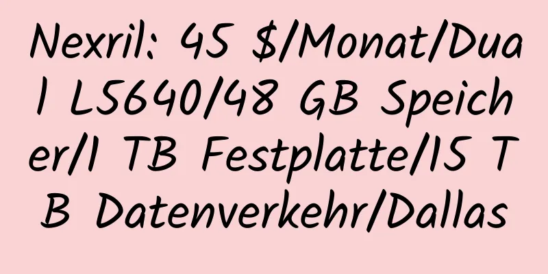 Nexril: 45 $/Monat/Dual L5640/48 GB Speicher/1 TB Festplatte/15 TB Datenverkehr/Dallas