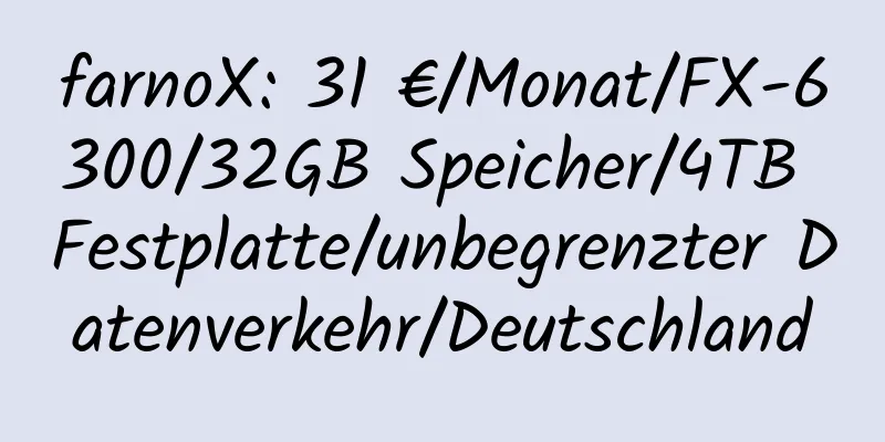 farnoX: 31 €/Monat/FX-6300/32GB Speicher/4TB Festplatte/unbegrenzter Datenverkehr/Deutschland