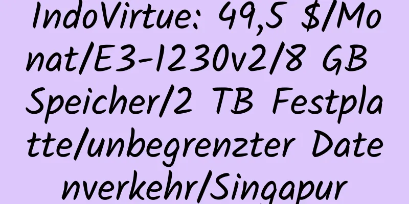 IndoVirtue: 49,5 $/Monat/E3-1230v2/8 GB Speicher/2 TB Festplatte/unbegrenzter Datenverkehr/Singapur