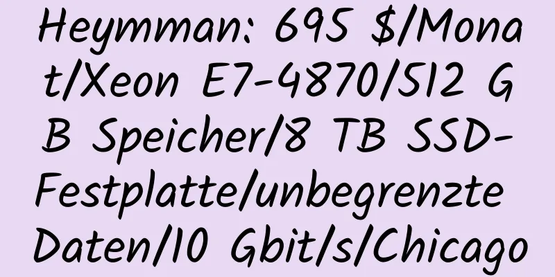 Heymman: 695 $/Monat/Xeon E7-4870/512 GB Speicher/8 TB SSD-Festplatte/unbegrenzte Daten/10 Gbit/s/Chicago