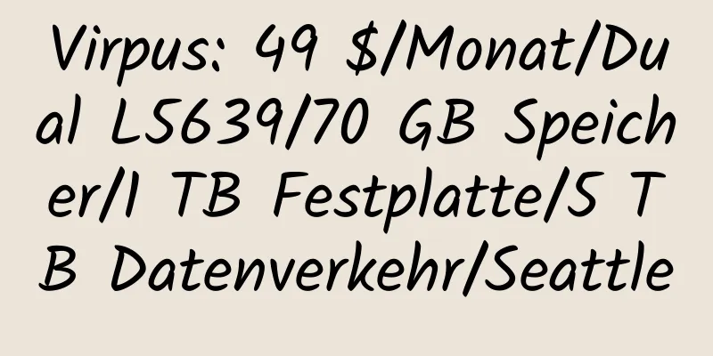 Virpus: 49 $/Monat/Dual L5639/70 GB Speicher/1 TB Festplatte/5 TB Datenverkehr/Seattle