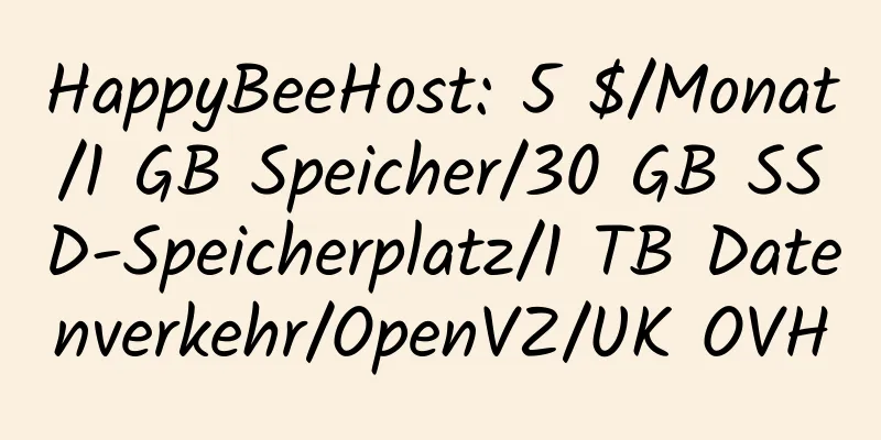 HappyBeeHost: 5 $/Monat/1 GB Speicher/30 GB SSD-Speicherplatz/1 TB Datenverkehr/OpenVZ/UK OVH