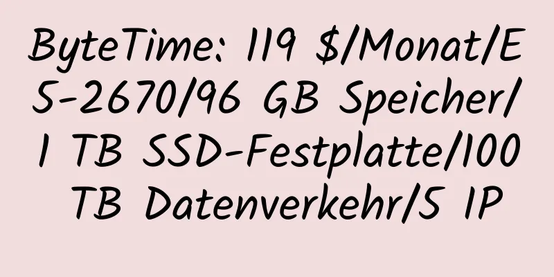 ByteTime: 119 $/Monat/E5-2670/96 GB Speicher/1 TB SSD-Festplatte/100 TB Datenverkehr/5 IP