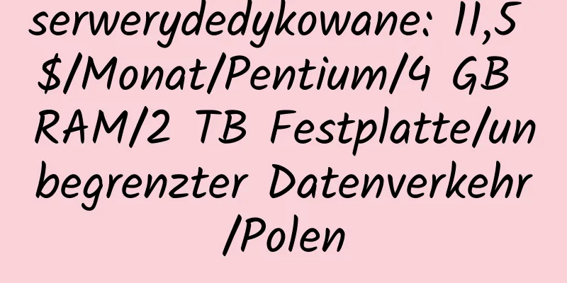 serwerydedykowane: 11,5 $/Monat/Pentium/4 GB RAM/2 TB Festplatte/unbegrenzter Datenverkehr/Polen