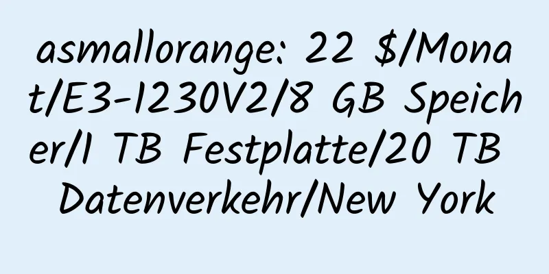 asmallorange: 22 $/Monat/E3-1230V2/8 GB Speicher/1 TB Festplatte/20 TB Datenverkehr/New York