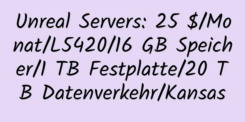 Unreal Servers: 25 $/Monat/L5420/16 GB Speicher/1 TB Festplatte/20 TB Datenverkehr/Kansas