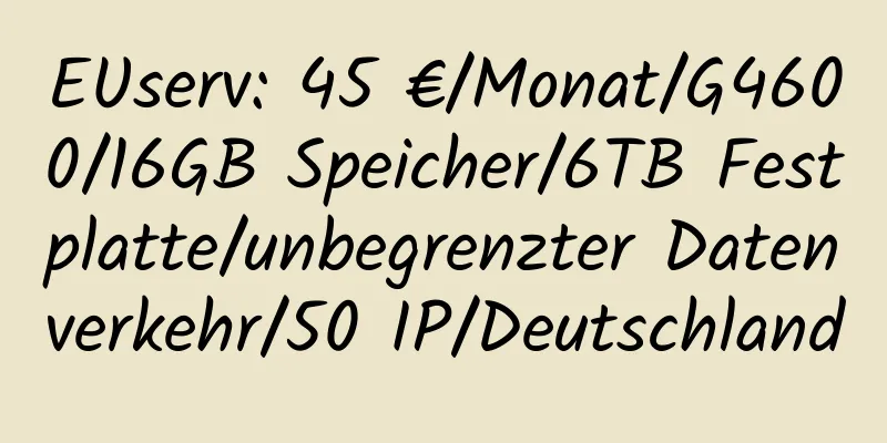 EUserv: 45 €/Monat/G4600/16GB Speicher/6TB Festplatte/unbegrenzter Datenverkehr/50 IP/Deutschland