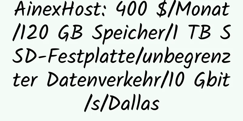 AinexHost: 400 $/Monat/120 GB Speicher/1 TB SSD-Festplatte/unbegrenzter Datenverkehr/10 Gbit/s/Dallas