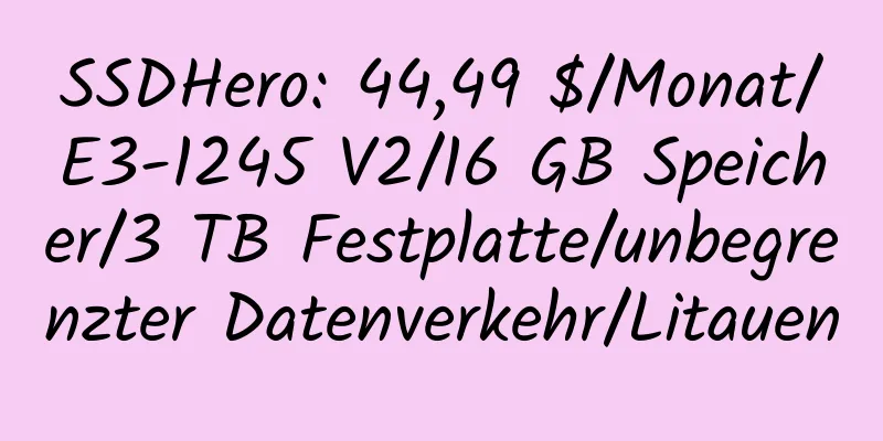 SSDHero: 44,49 $/Monat/E3-1245 V2/16 GB Speicher/3 TB Festplatte/unbegrenzter Datenverkehr/Litauen