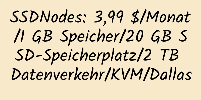 SSDNodes: 3,99 $/Monat/1 GB Speicher/20 GB SSD-Speicherplatz/2 TB Datenverkehr/KVM/Dallas