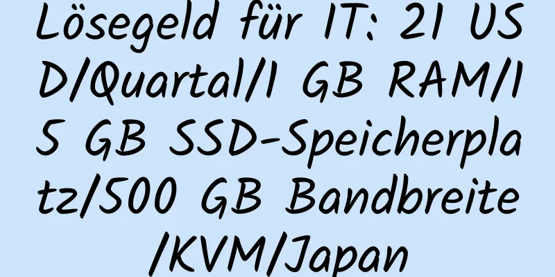 Lösegeld für IT: 21 USD/Quartal/1 GB RAM/15 GB SSD-Speicherplatz/500 GB Bandbreite/KVM/Japan