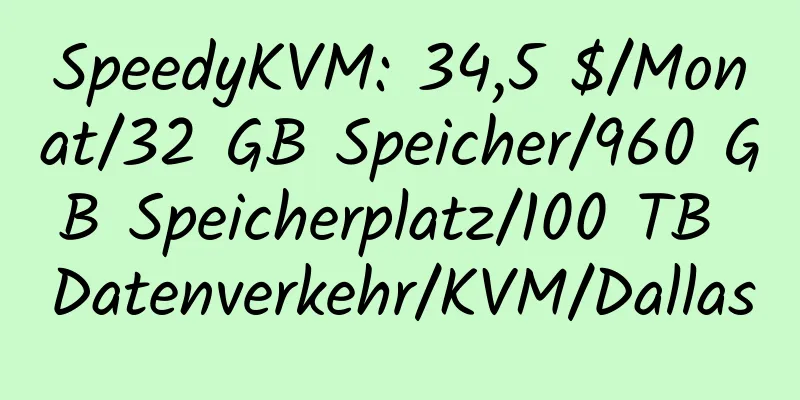 SpeedyKVM: 34,5 $/Monat/32 GB Speicher/960 GB Speicherplatz/100 TB Datenverkehr/KVM/Dallas