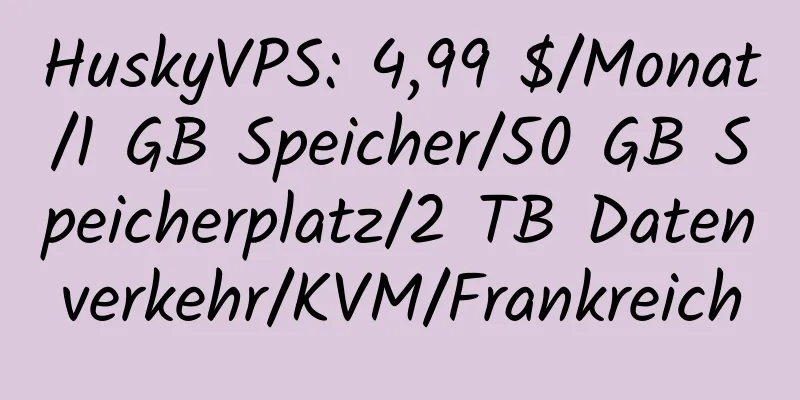 HuskyVPS: 4,99 $/Monat/1 GB Speicher/50 GB Speicherplatz/2 TB Datenverkehr/KVM/Frankreich