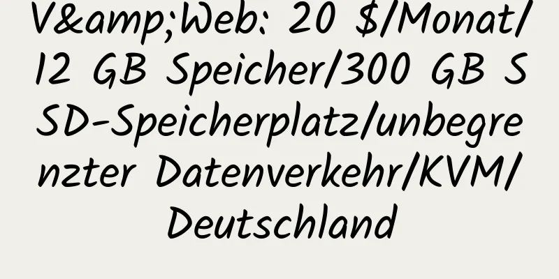 V&Web: 20 $/Monat/12 GB Speicher/300 GB SSD-Speicherplatz/unbegrenzter Datenverkehr/KVM/Deutschland