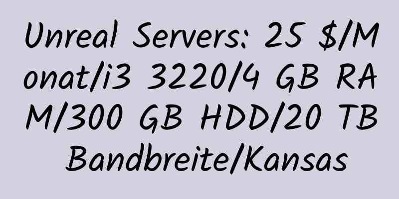 Unreal Servers: 25 $/Monat/i3 3220/4 GB RAM/300 GB HDD/20 TB Bandbreite/Kansas